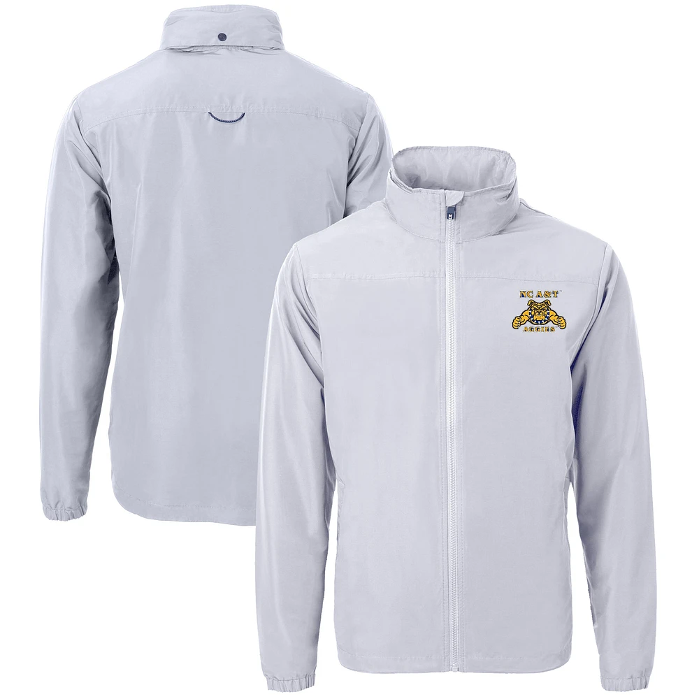 Men's Cutter & Buck Gray North Carolina A&T Aggies Big Tall Charter Eco Knit Recycled Full-Zip Jacket