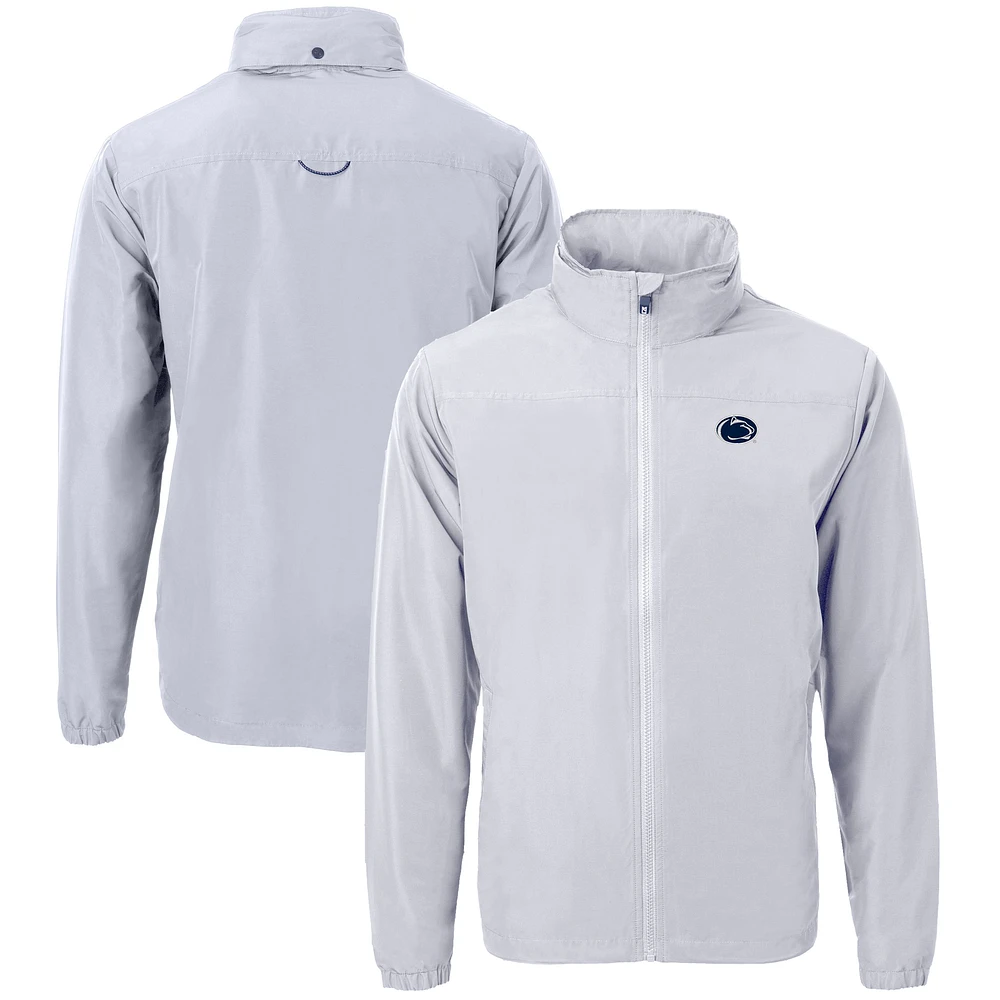Men's Cutter & Buck Gray Penn State Nittany Lions Big & Tall Charter Eco Knit Recycled Full-Zip Jacket