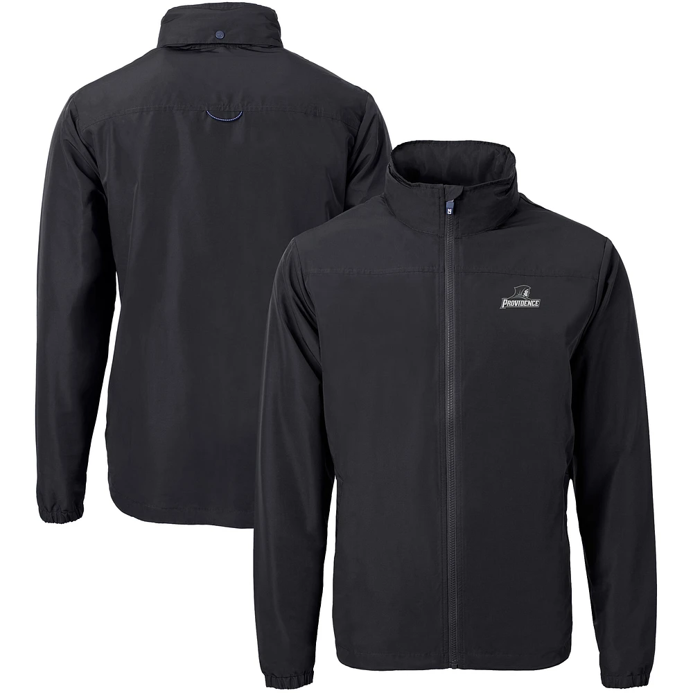 Men's Cutter & Buck Black Providence Friars Big Tall Charter Eco Knit Recycled Full-Zip Jacket