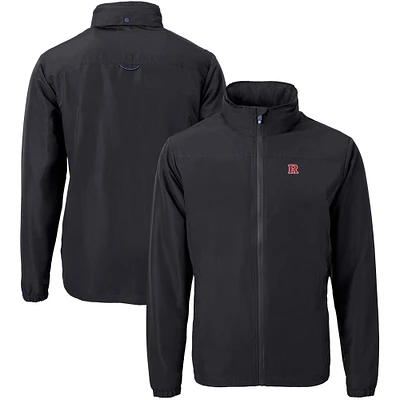 Men's Cutter & Buck Black Rutgers Scarlet Knights Big Tall Charter Eco Knit Recycled Full-Zip Jacket