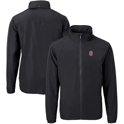 Men's Cutter & Buck Black Stanford Cardinal Big Tall Charter Eco Knit Recycled Full-Zip Jacket