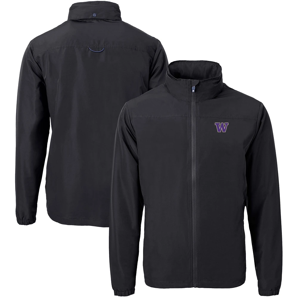 Men's Cutter & Buck Washington Huskies Big Tall Charter Eco Knit Recycled Full-Zip Jacket