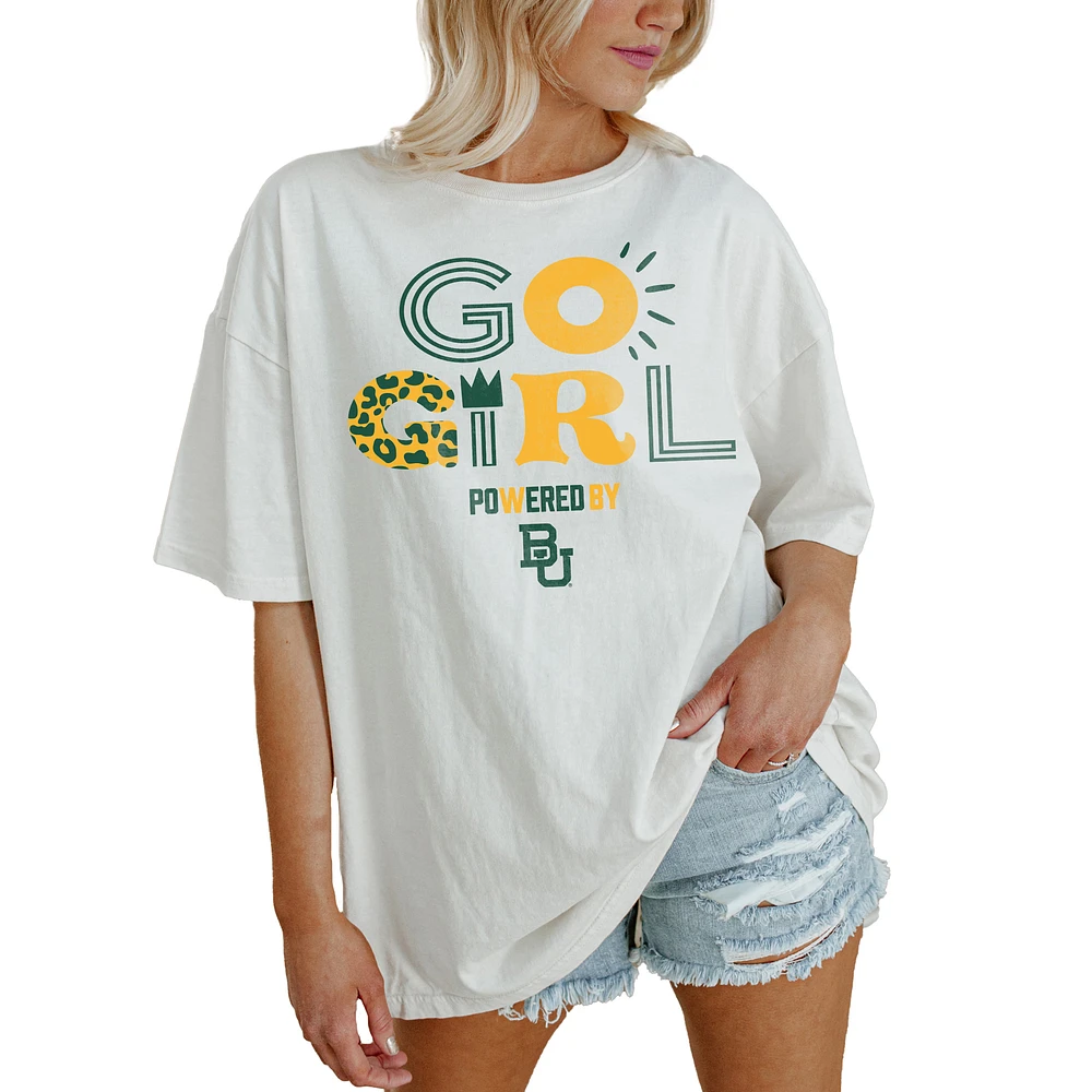 Women's Gameday Couture White Baylor Bears PoweredBy Go Girl Oversized T-Shirt