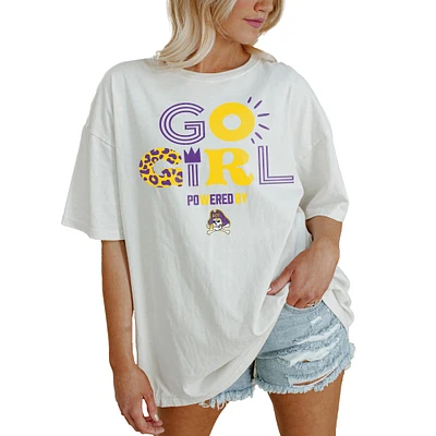 Women's Gameday Couture White ECU Pirates PoweredBy Go Girl Oversized T-Shirt