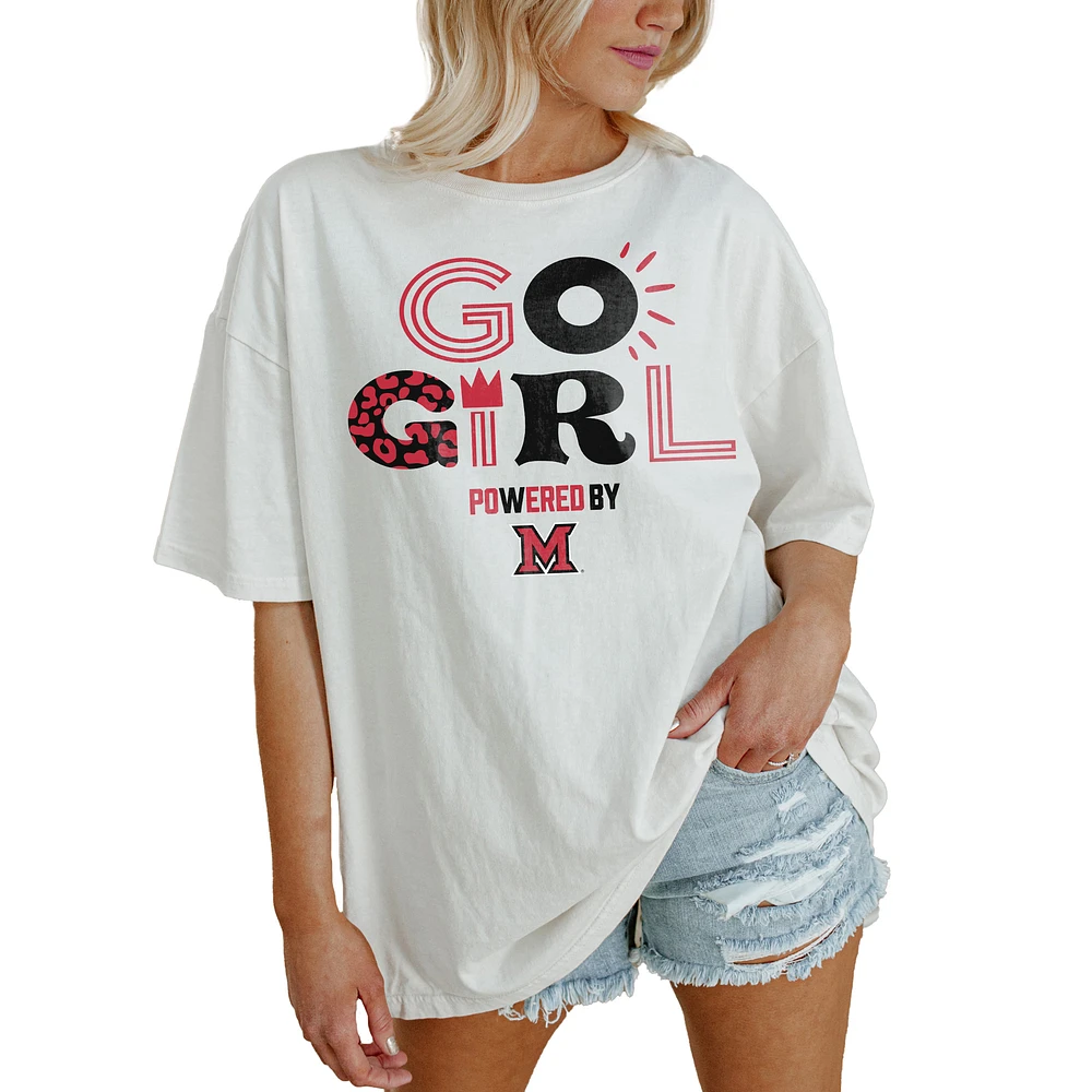 Women's Gameday Couture White Miami University RedHawks PoweredBy Go Girl Oversized T-Shirt