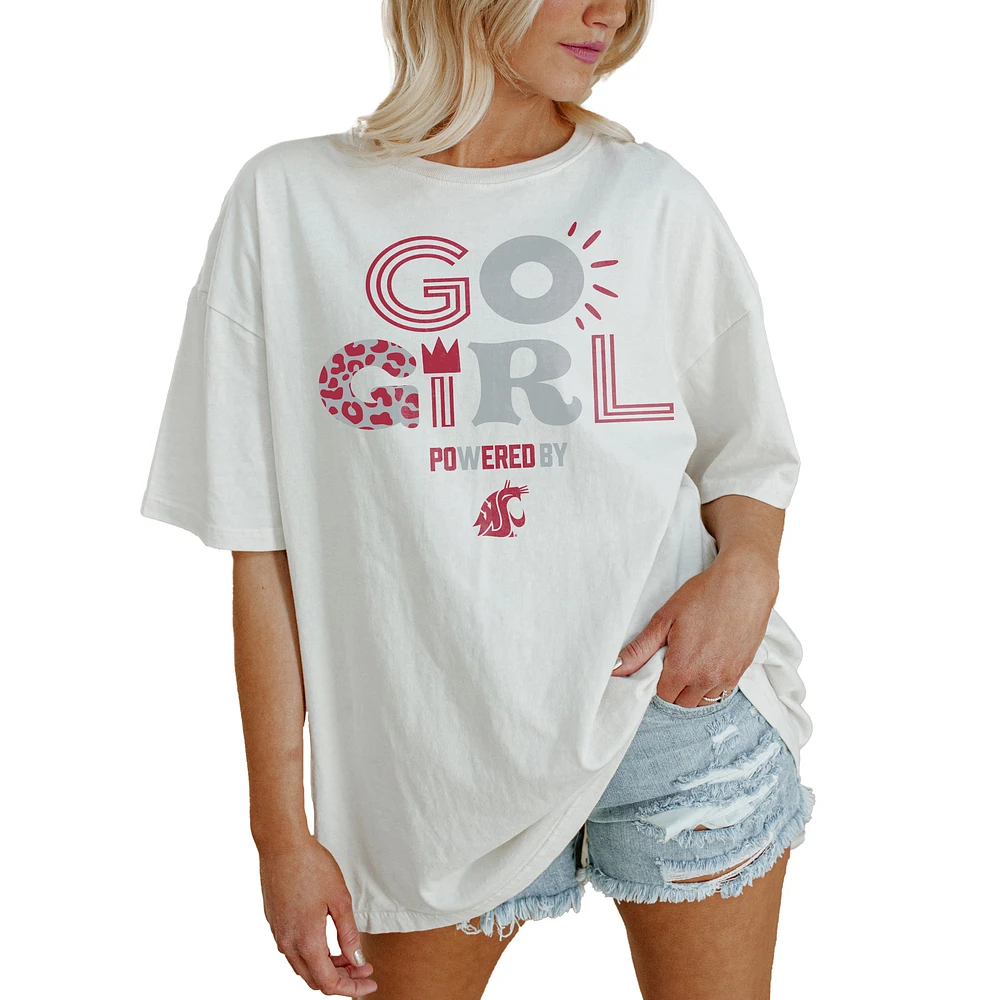 Women's Gameday Couture White Washington State Cougars PoweredBy Go Girl Oversized T-Shirt