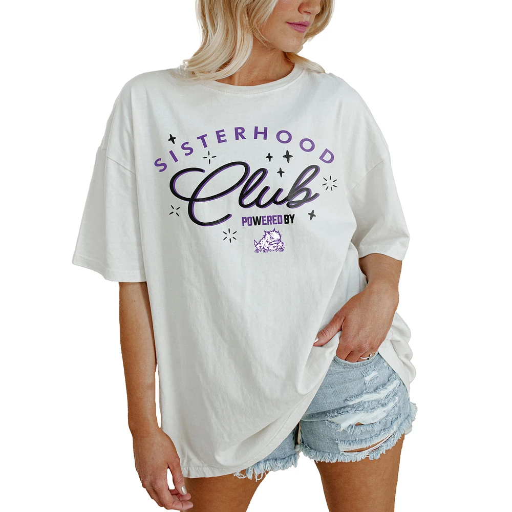 Women's Gameday Couture White TCU Horned Frogs PoweredBy Sisterhood Oversized T-Shirt