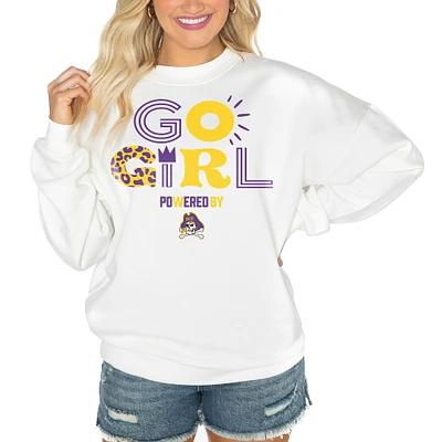 Women's Gameday Couture White ECU Pirates PoweredBy Go Girl Premium Pullover Sweatshirt