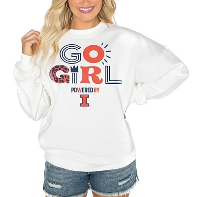 Women's Gameday Couture White Illinois Fighting Illini PoweredBy Go Girl Premium Pullover Sweatshirt