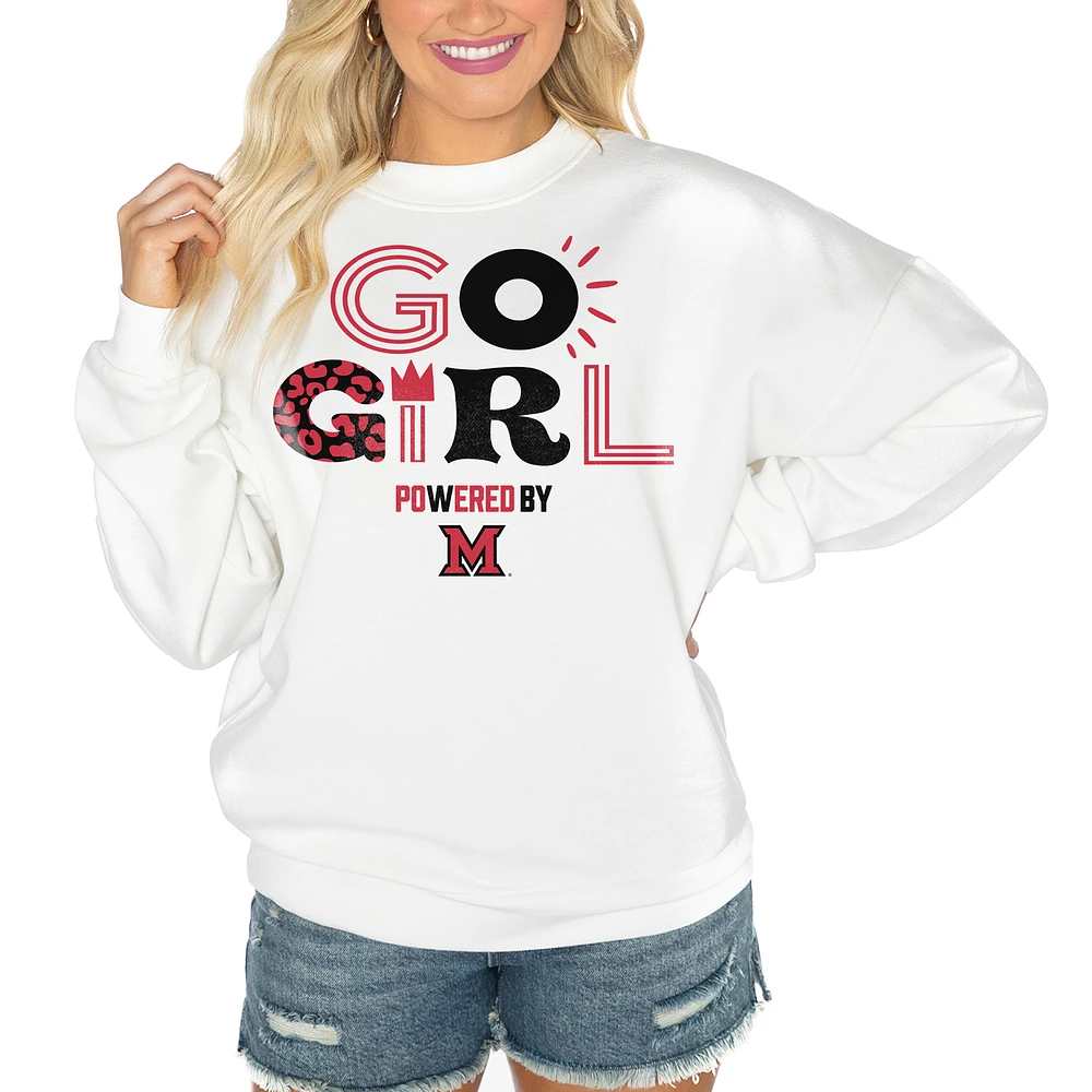 Women's Gameday Couture White Miami University RedHawks PoweredBy Go Girl Premium Pullover Sweatshirt