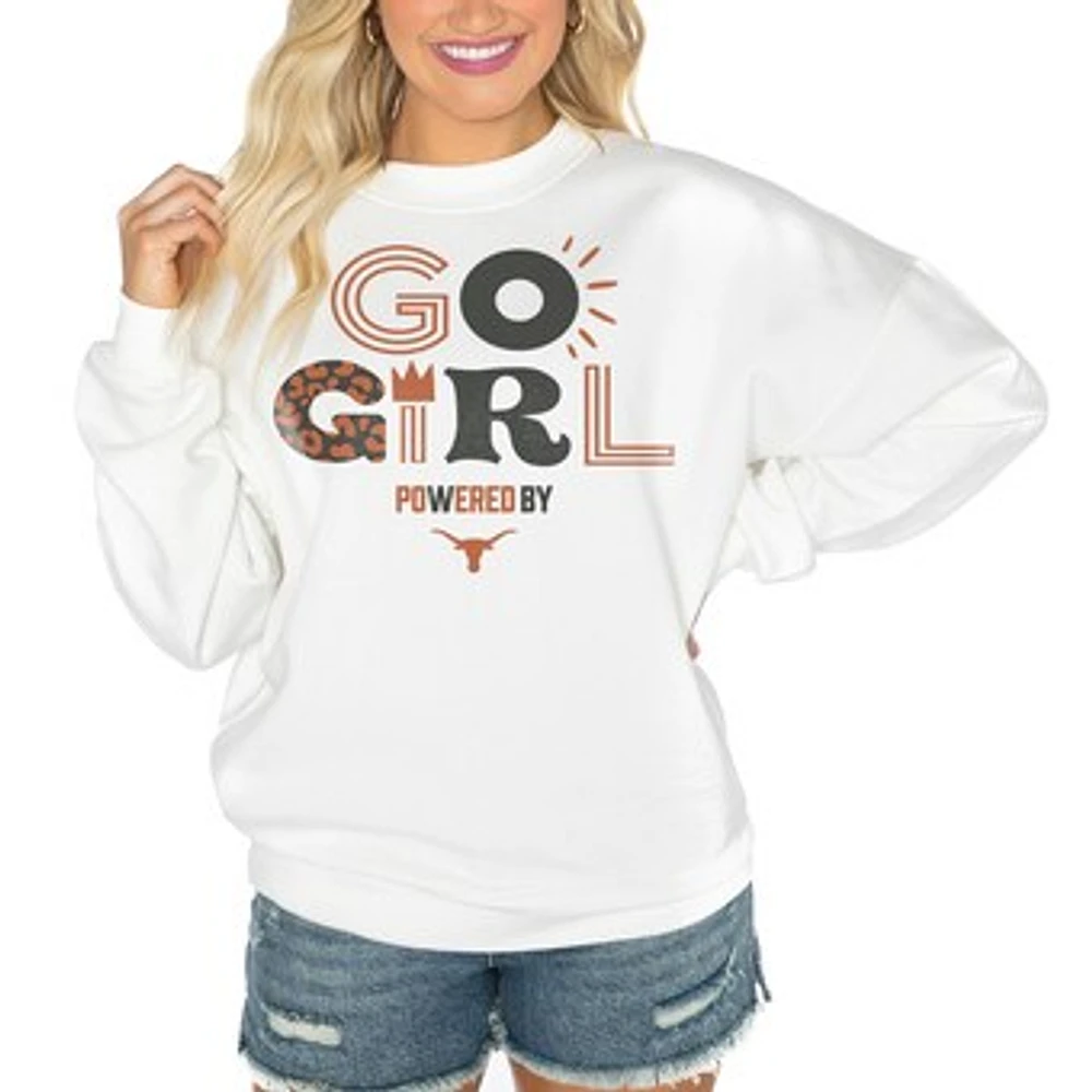 Women's Gameday Couture White Texas Longhorns PoweredBy Go Girl Premium Pullover Sweatshirt