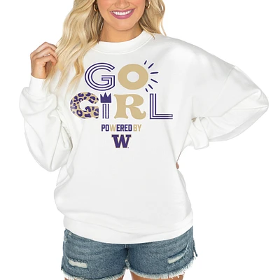 Women's Gameday Couture White Washington Huskies PoweredBy Go Girl Premium Pullover Sweatshirt