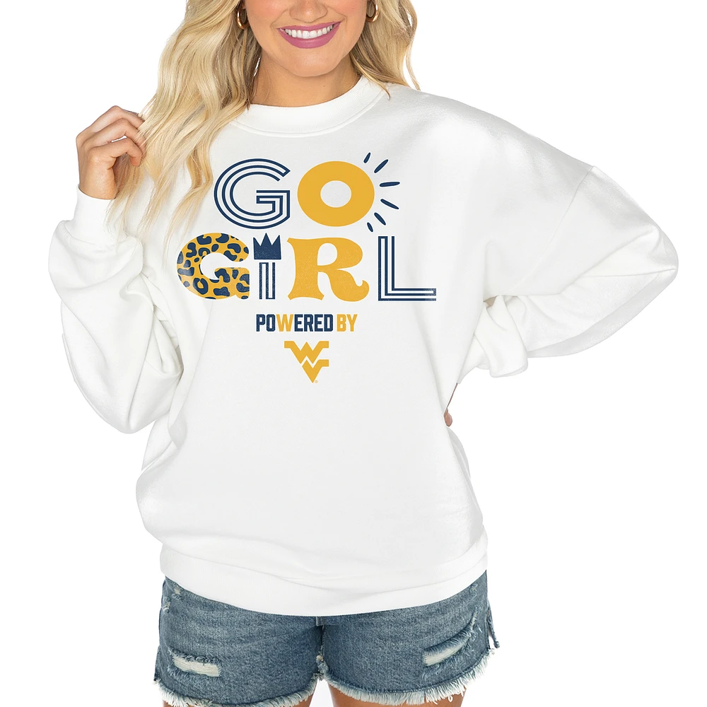 Women's Gameday Couture White West Virginia Mountaineers PoweredBy Go Girl Premium Pullover Sweatshirt