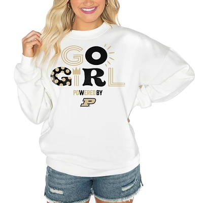 Women's Gameday Couture White Purdue Boilermakers PoweredBy Go Girl Premium Pullover Sweatshirt
