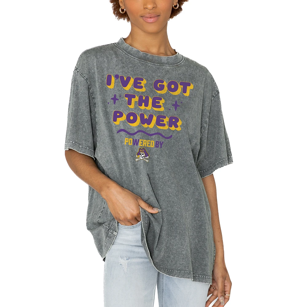 Women's Gameday Couture Gray ECU Pirates PoweredBy Got the Power Oversized T-Shirt