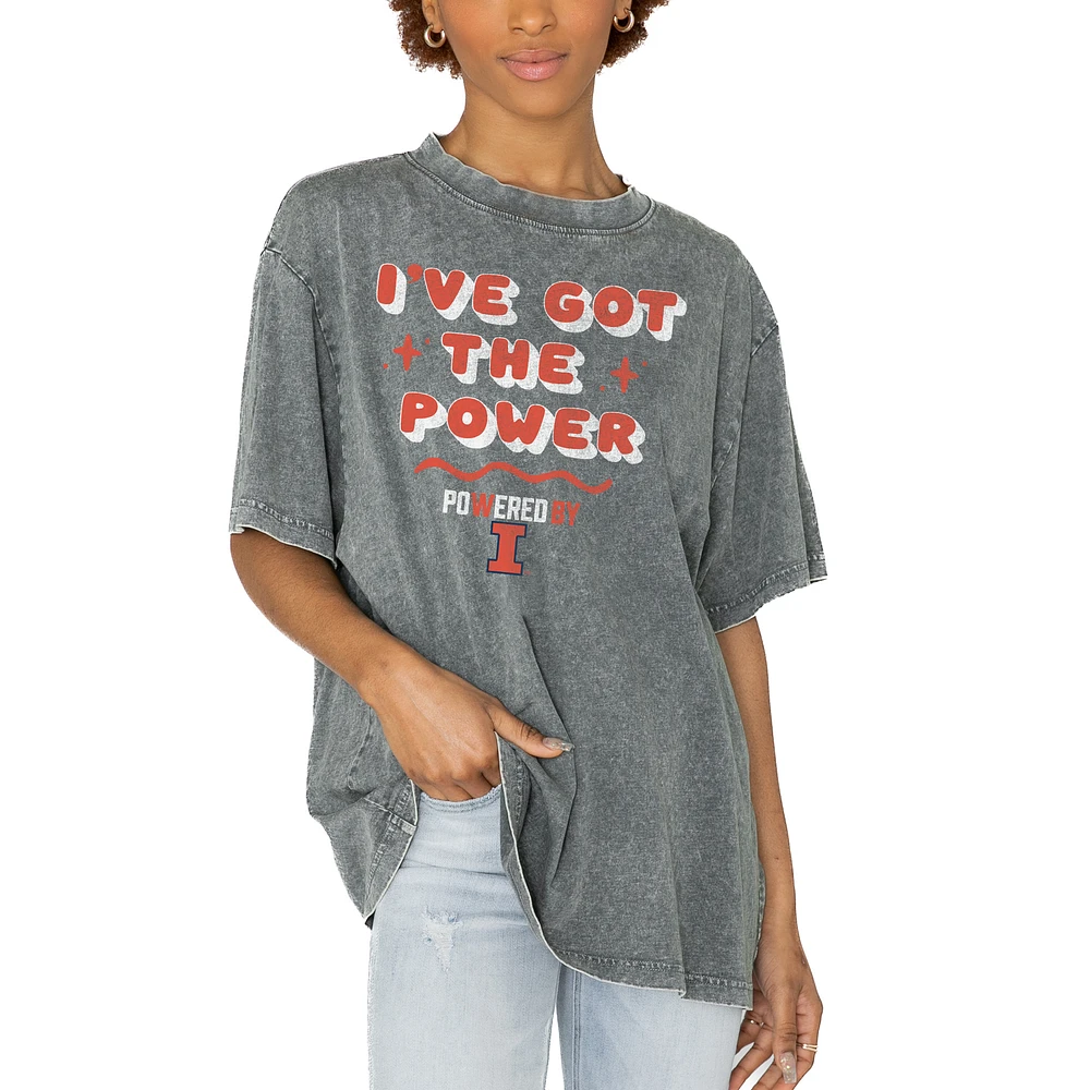 Women's Gameday Couture Gray Illinois Fighting Illini PoweredBy Got the Power Oversized T-Shirt