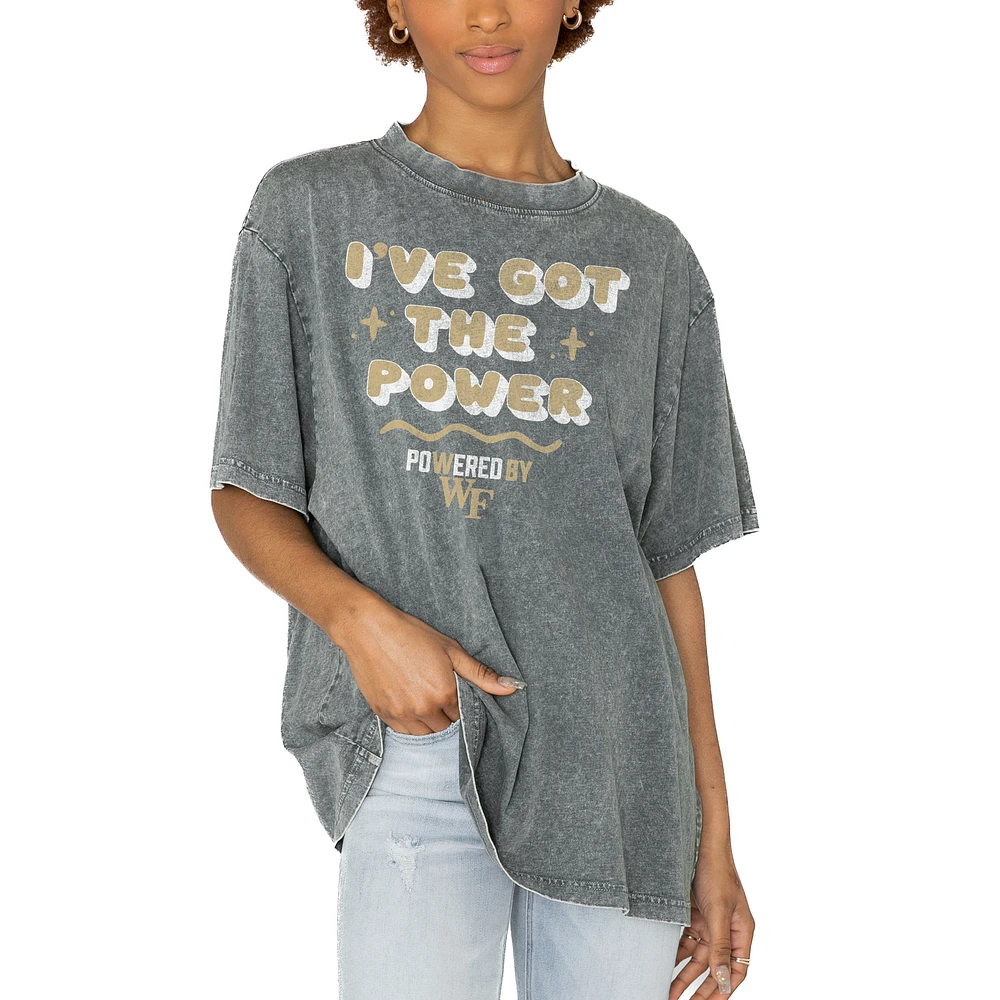Women's Gameday Couture Gray Wake Forest Demon Deacons PoweredBy Got the Power Oversized T-Shirt