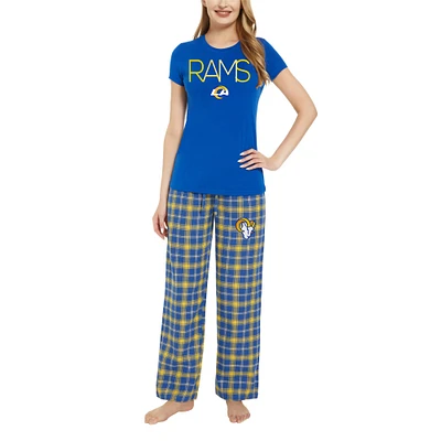 Women's Concepts Sport Royal/Gold Los Angeles Rams Arctic Top & Flannel Pants Sleep Set