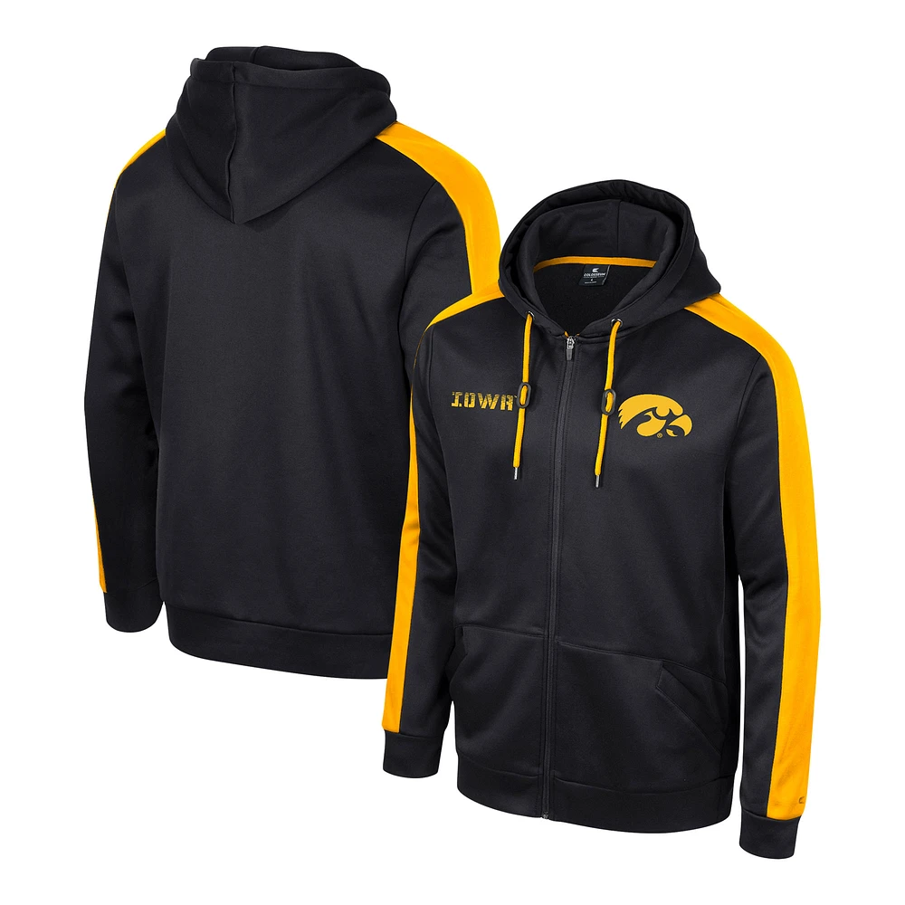 Men's Colosseum Black Iowa Hawkeyes Reese Full-Zip Hoodie