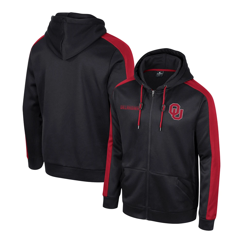 Men's Colosseum Black Oklahoma Sooners Reese Full-Zip Hoodie