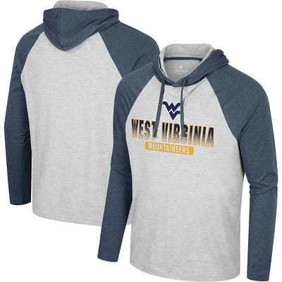 Men's Colosseum Heather Gray West Virginia Mountaineers Hasta La Vista Raglan Hoodie Long Sleeve T-Shirt