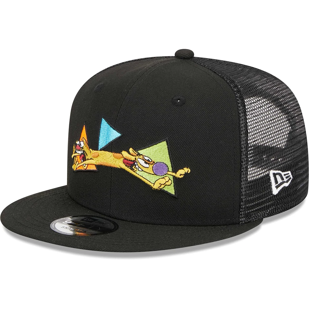Men's New Era Black CatDog Trucker 9FIFTY Snapback Hat
