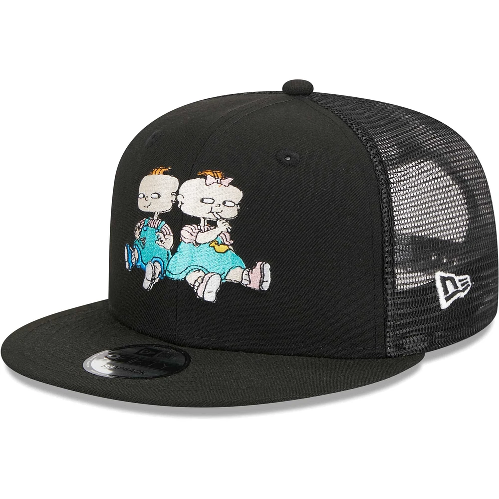 Men's New Era Black Rugrats Phil & Lil Trucker 9FIFTY Snapback Hat
