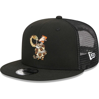 Men's New Era Black The Wild Thornberrys Nigel Thornberry Trucker 9FIFTY Snapback Hat