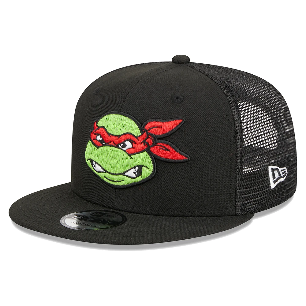 Men's New Era Black Teenage Mutant Ninja Turtles Angry Raphael Trucker 9FIFTY Snapback Hat