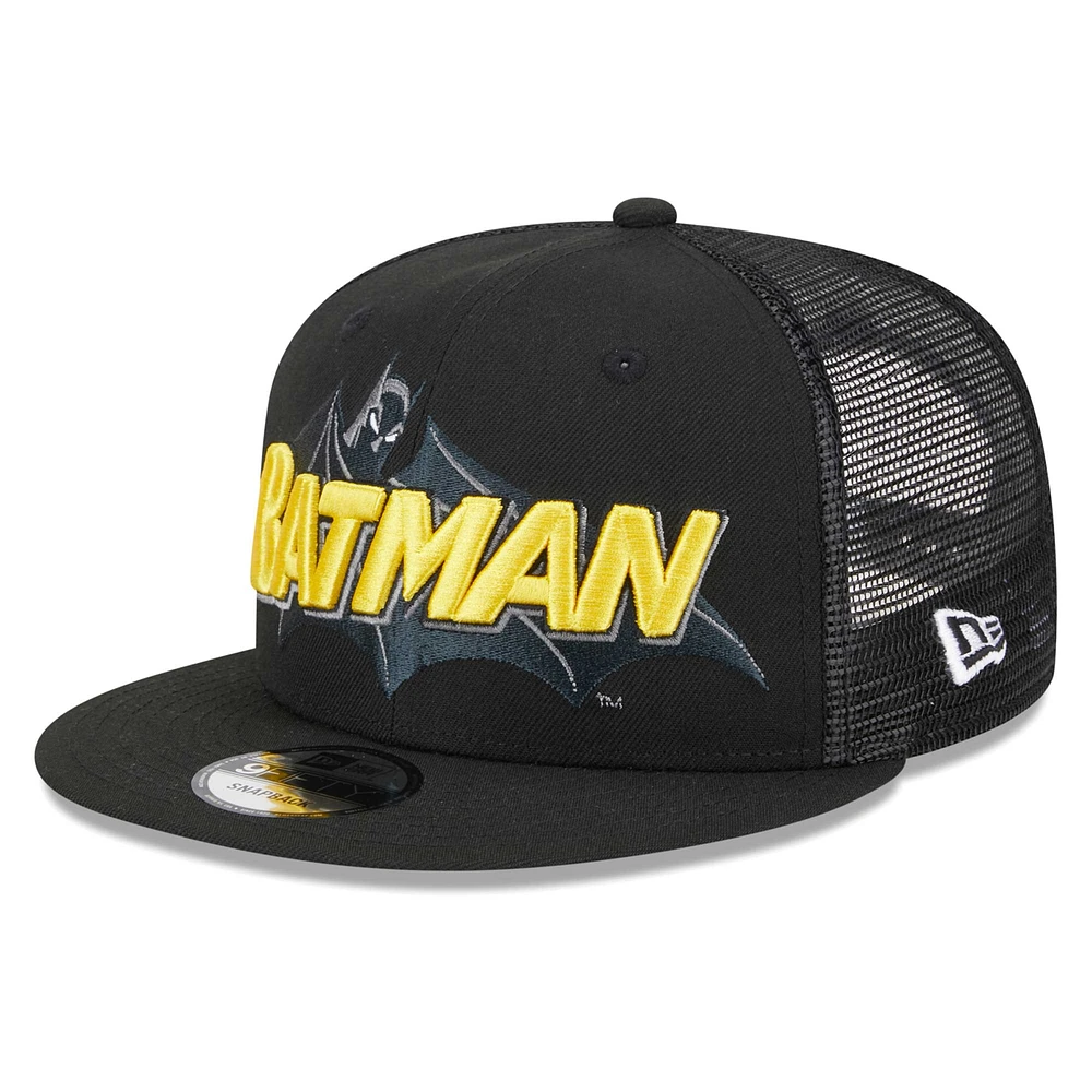 Men's New Era Black Batman Trucker 9FIFTY Snapback Hat