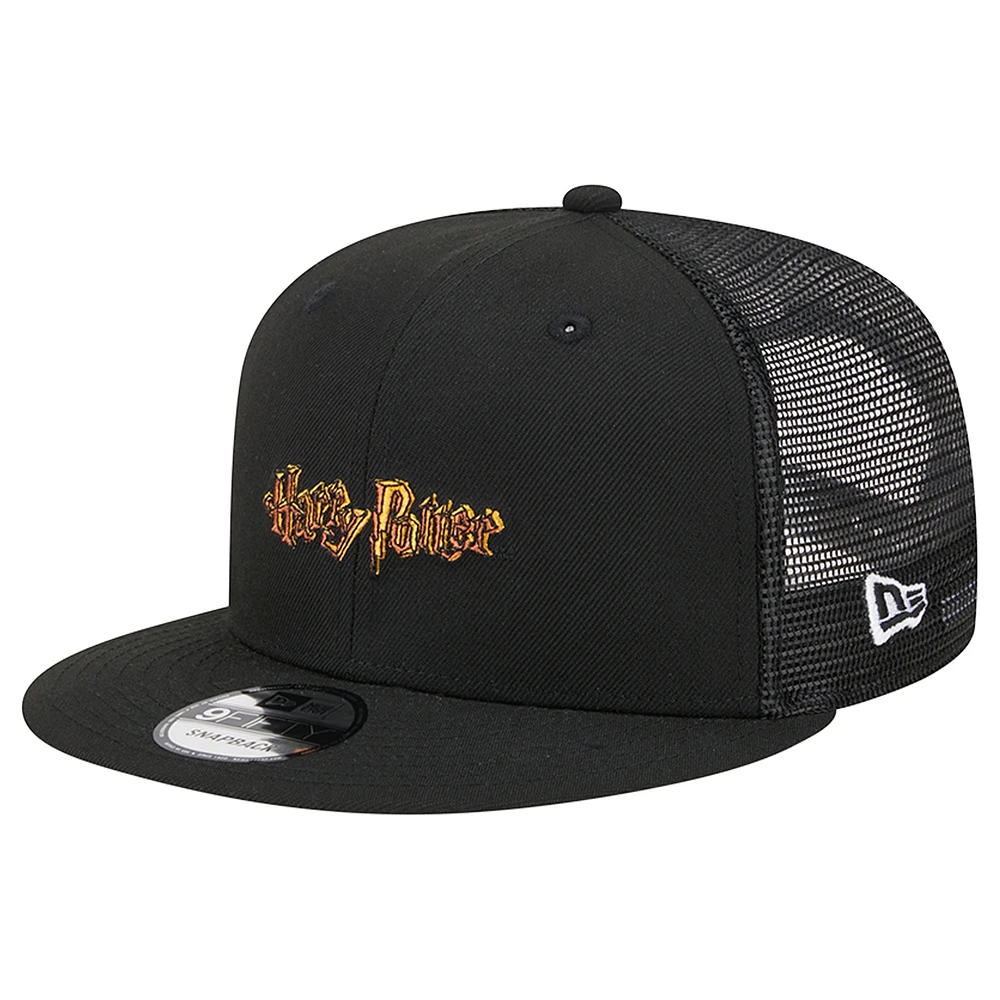 Men's New Era Black Harry Potter Trucker 9FIFTY Snapback Hat