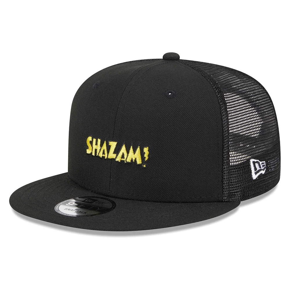 Men's New Era Black Shazam! Trucker 9FIFTY Snapback Hat