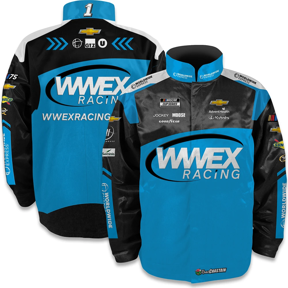 Men's Trackhouse Racing Team Collection Black Ross Chastain WWEX Nylon Uniform Full-Snap Jacket