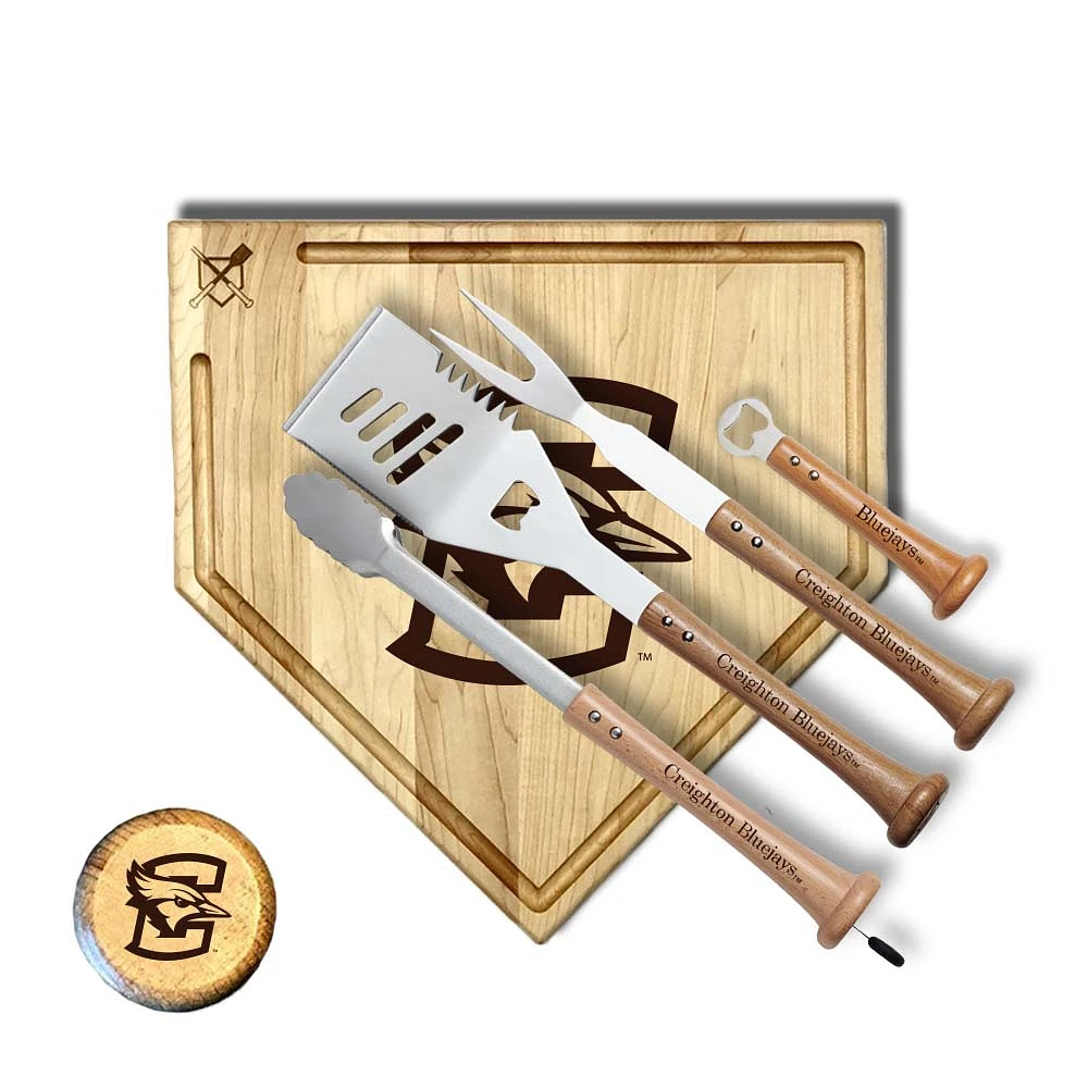 Baseball BBQ Creighton Bluejays 17" Trough Grand Slam Combo Set