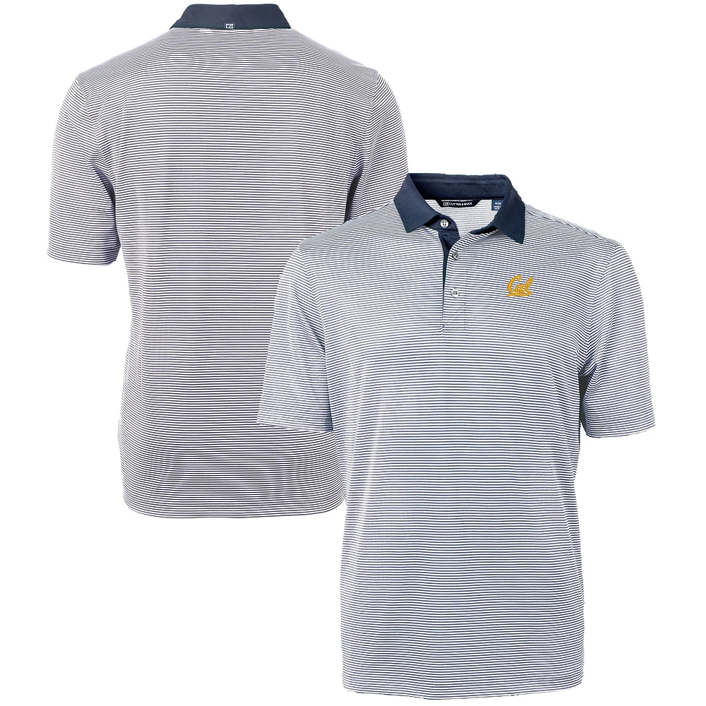 Men's Cutter & Buck Navy/White Cal Bears Big Tall Virtue Eco Pique Micro Stripe Recycled Polo