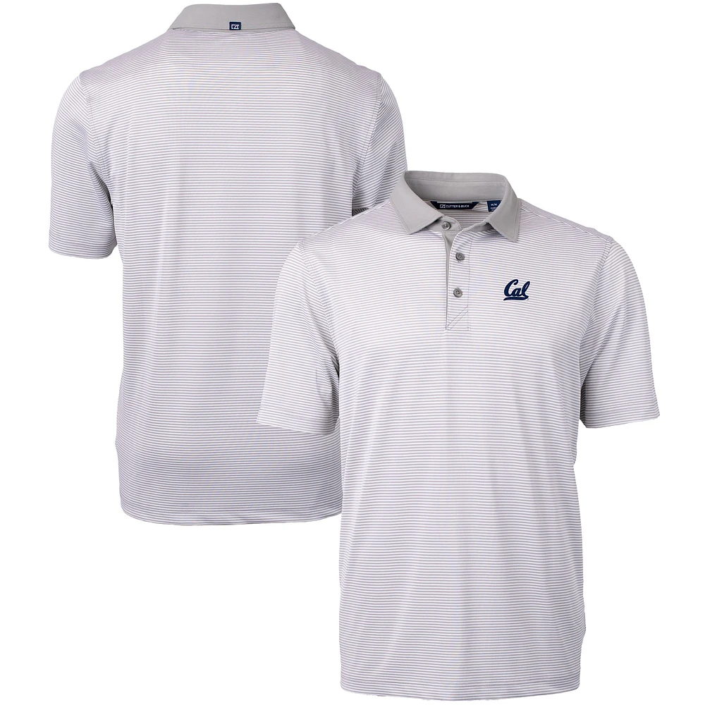Men's Cutter & Buck Gray/White Cal Bears Big Tall Virtue Eco Pique Micro Stripe Recycled Polo
