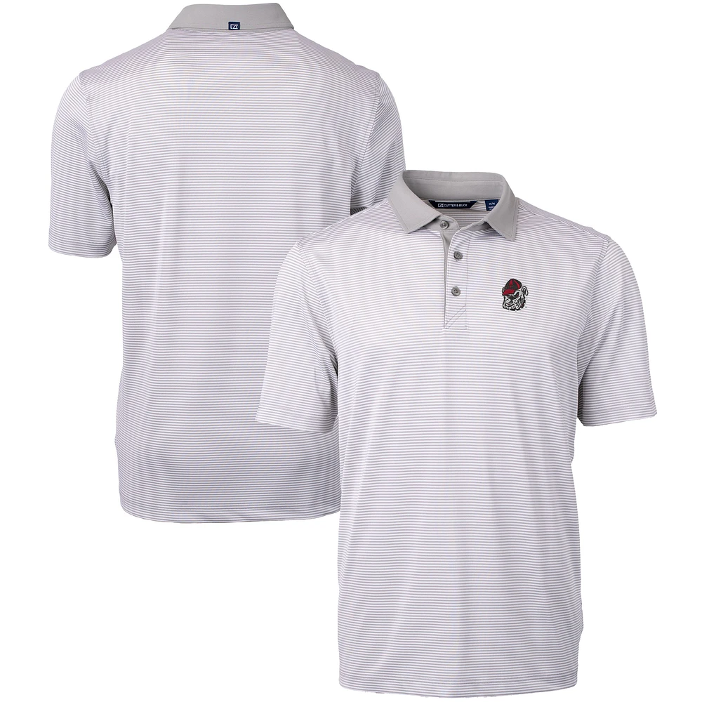 Men's Cutter & Buck Gray/White Georgia Bulldogs Big Tall Virtue Eco Pique Micro Stripe Recycled Polo