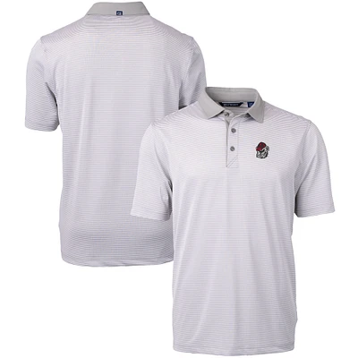 Men's Cutter & Buck Gray/White Georgia Bulldogs Big Tall Virtue Eco Pique Micro Stripe Recycled Polo