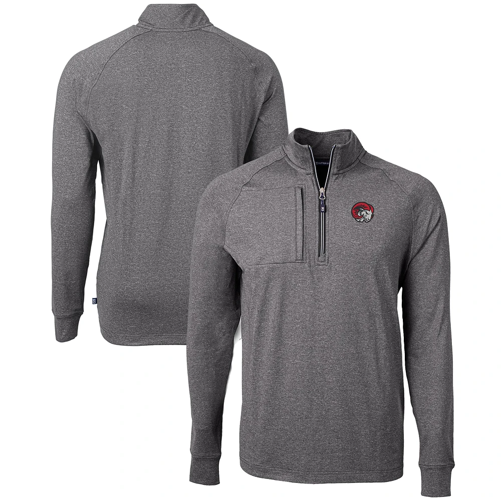 Men's Cutter & Buck Heather Black Winston-Salem State Rams Big Tall Adapt Eco Knit Quarter-Zip Pullover Top