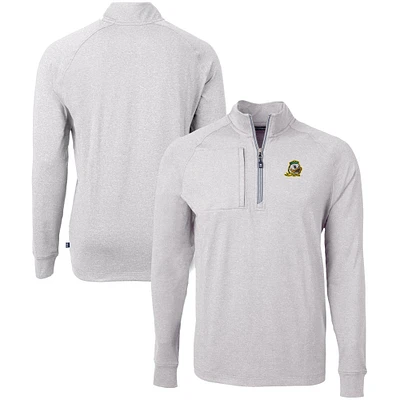 Men's Cutter & Buck Heather Gray Oregon Ducks Big & Tall Adapt Eco Knit Quarter-Zip Pullover Top