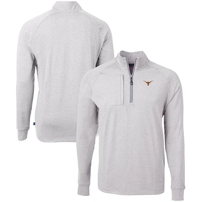 Men's Cutter & Buck Heather Gray Texas Longhorns Big & Tall Adapt Eco Knit Quarter-Zip Pullover Top