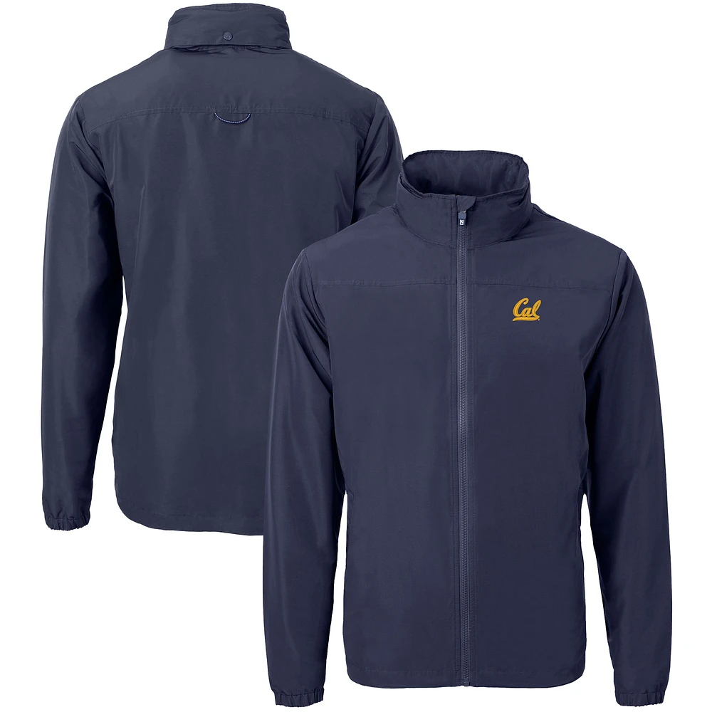 Men's Cutter & Buck Navy Cal Bears Big Tall Charter Eco Knit Recycled Full-Zip Jacket
