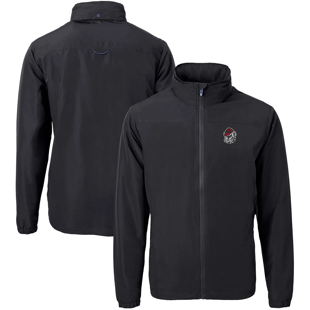 Men's Cutter & Buck Black Georgia Bulldogs Big Tall Charter Eco Knit Recycled Full-Zip Jacket