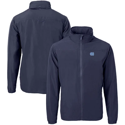 Men's Cutter & Buck  Navy North Carolina Tar Heels Big Tall Charter Eco Knit Recycled Full-Zip Jacket