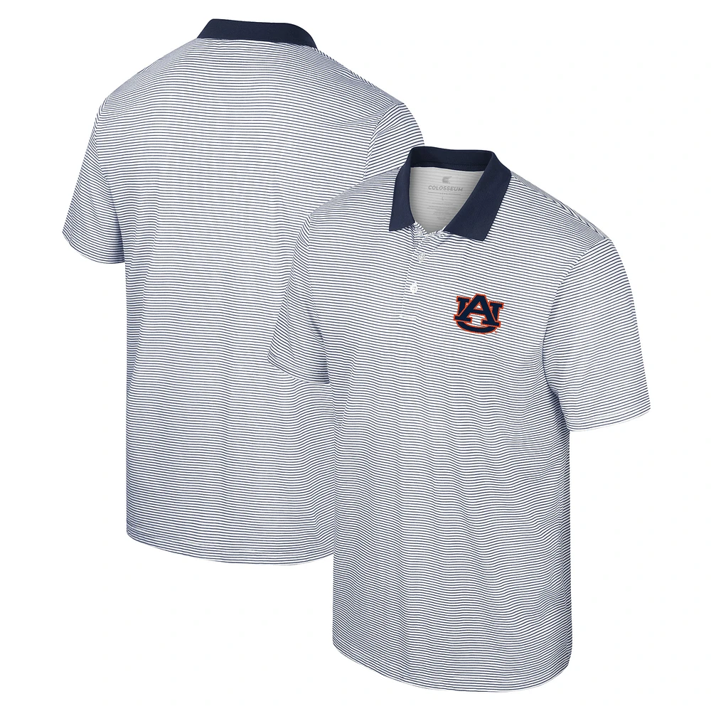 Men's Colosseum White/Navy Auburn Tigers Print Stripe Polo