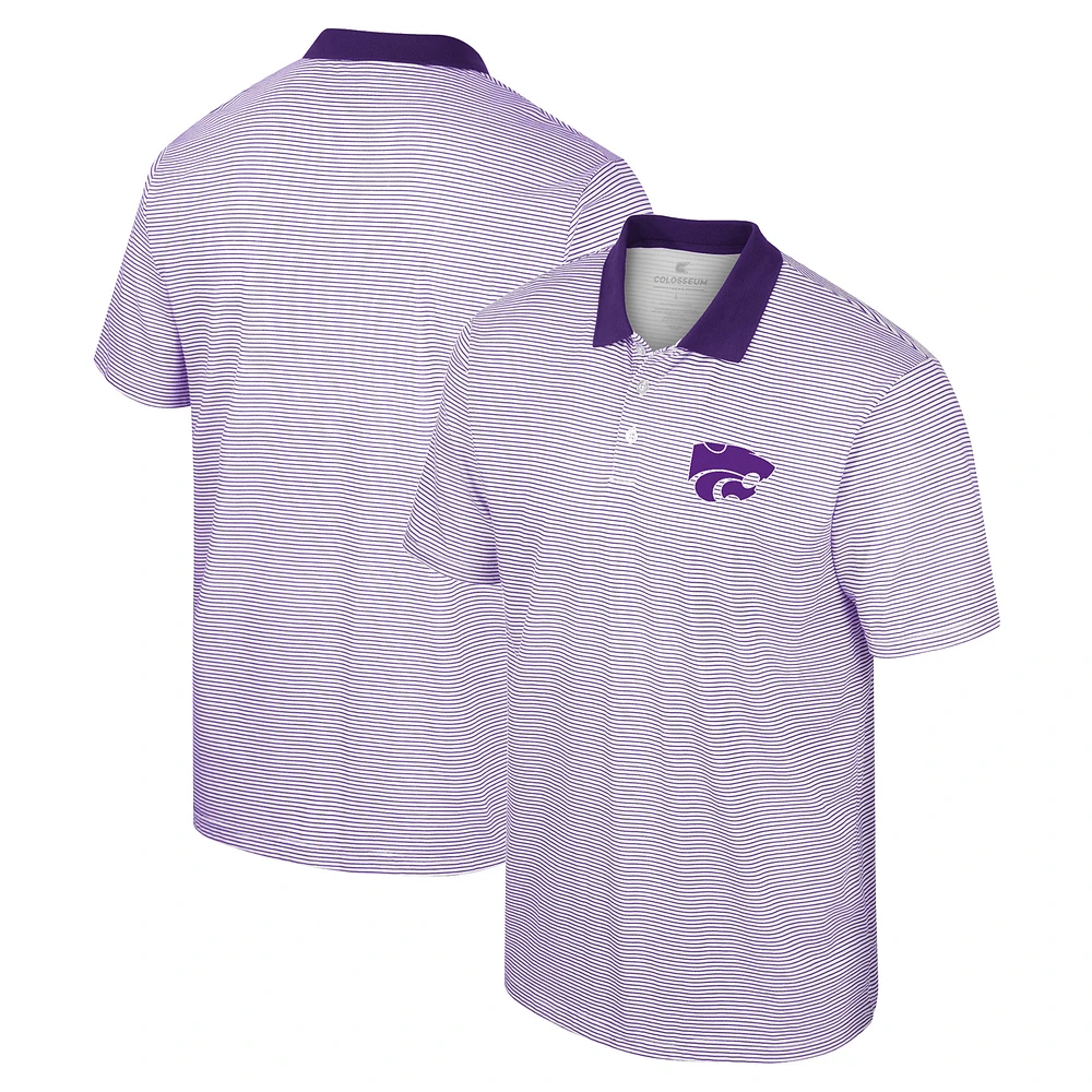 Men's Colosseum White/Purple Kansas State Wildcats Print Stripe Polo