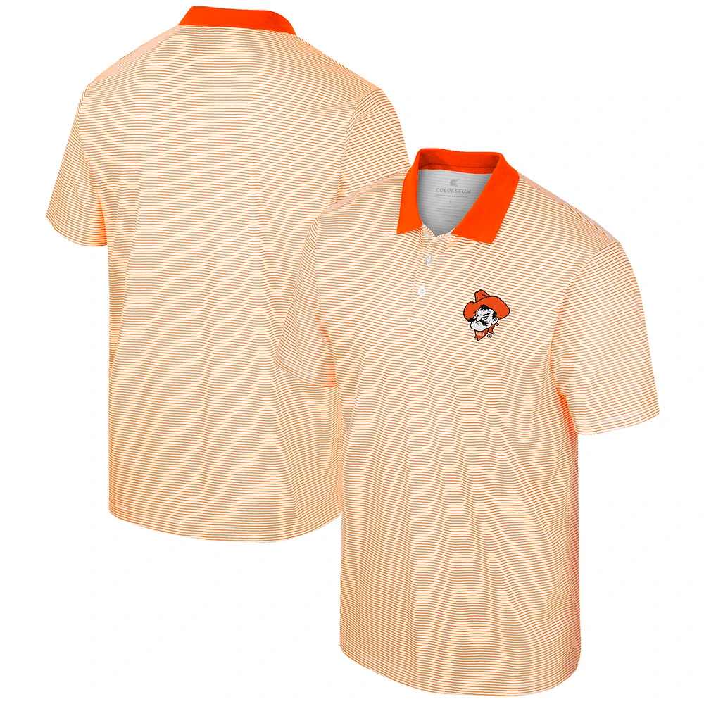 Men's Colosseum White Oklahoma State Cowboys Print Stripe Polo