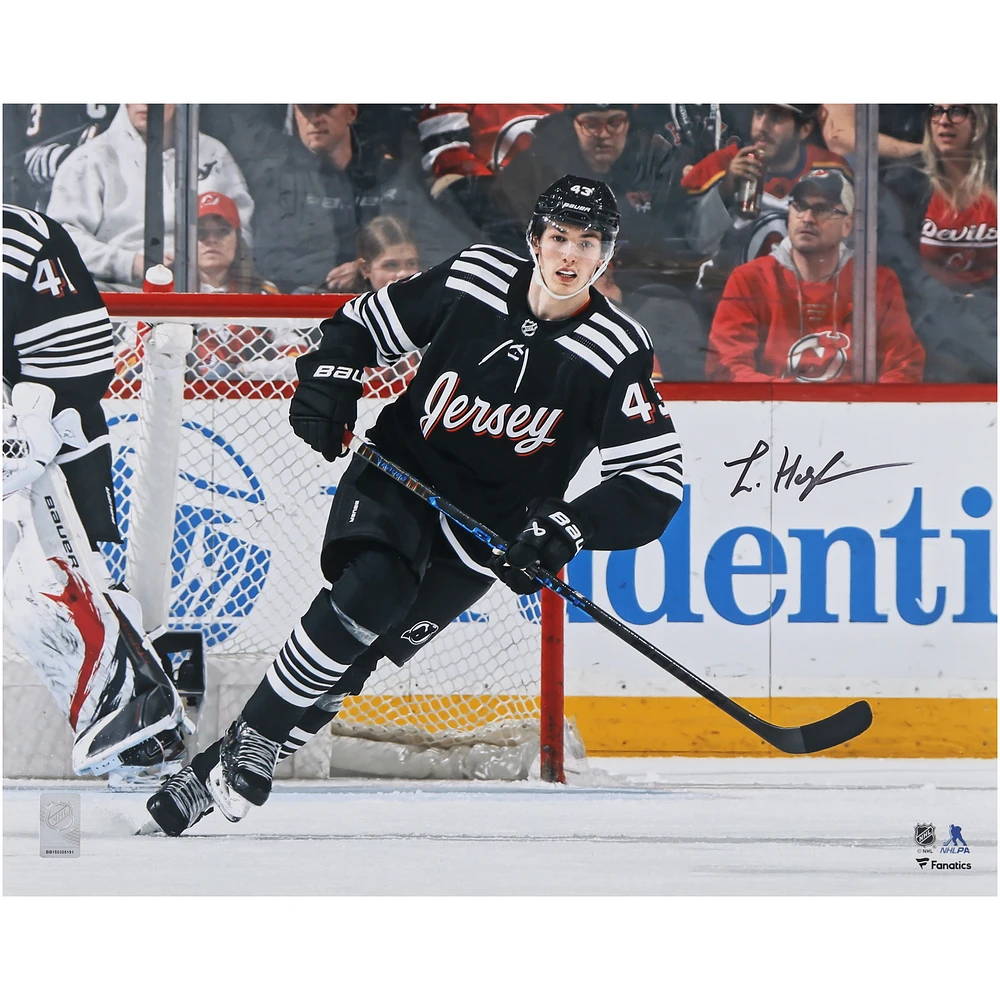 Luke Hughes New Jersey Devils Autographed 16" x 20" NHL Debut Photograph