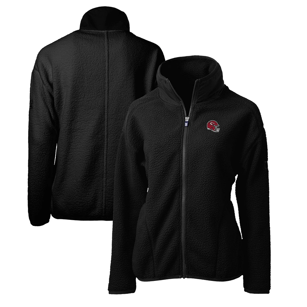 Women's Cutter & Buck Black Kansas City Chiefs Helmet Logo Cascade Eco Sherpa Full-Zip Fleece Jacket