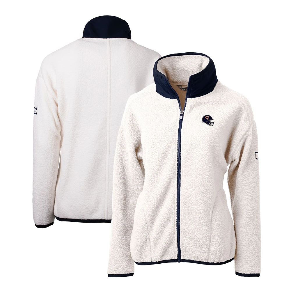 Women's Cutter & Buck White Chicago Bears Helmet Logo Cascade Eco Sherpa Full-Zip Fleece Jacket